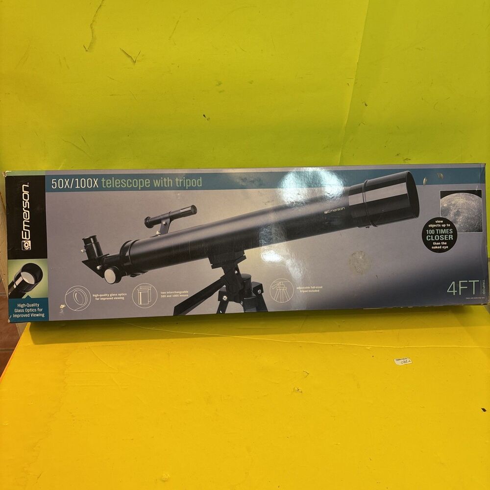 Emerson 50x/100x Refractor Telescope with 4' Adjustable Tripod In Box!